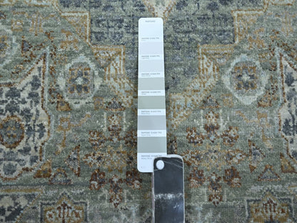 Green 8'10" x 12'3" Mamluk Hand knotted Wool Rug - Sku: O076854