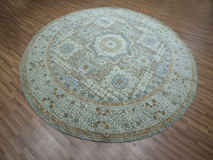 Green 9'7" x 9'9" Mamluk Hand knotted Wool Rug - Sku: O076855