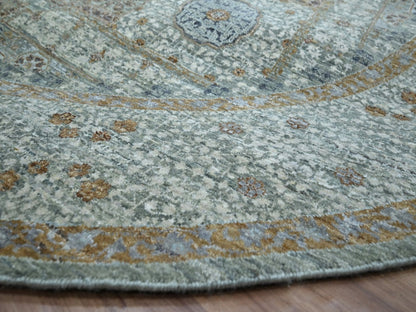 Mamluk Mamluk hand-knotted wool rug in Green, 9'7" x 9'9" — SKU O076855 (view 6)