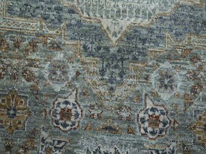 Green 9'7" x 9'9" Mamluk Hand knotted Wool Rug - Sku: O076855