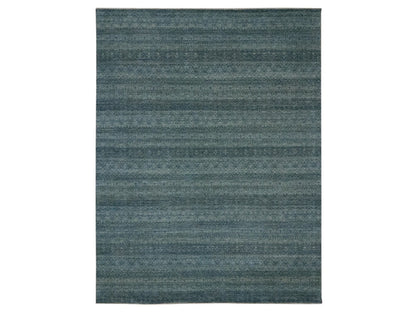 Blue 9'1" x 11'11" Modern and Contemporary Hand knotted Wool Rug - Sku: O076856