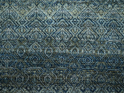 Blue 9'1" x 11'11" Modern and Contemporary Hand knotted Wool Rug - Sku: O076856