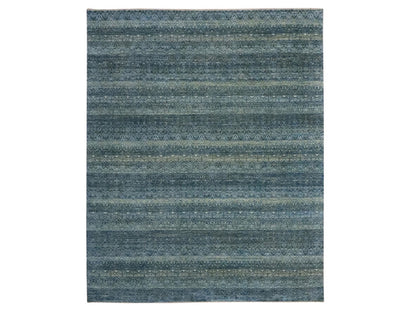 Blue 8'1" x 10'0" Modern and Contemporary Hand knotted Wool Rug - Sku: O076858