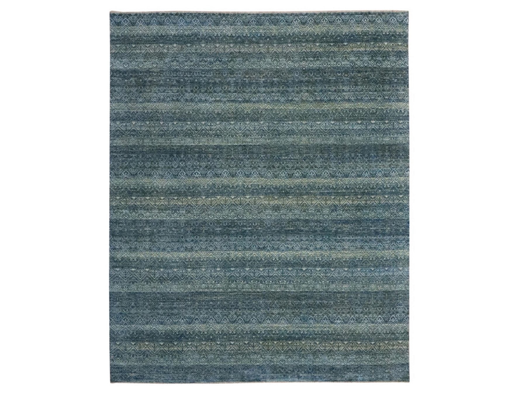 Blue 8'1" x 10'0" Modern and Contemporary Hand knotted Wool Rug - Sku: O076858