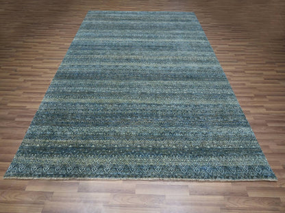 Blue 8'1" x 10'0" Modern and Contemporary Hand knotted Wool Rug - Sku: O076858