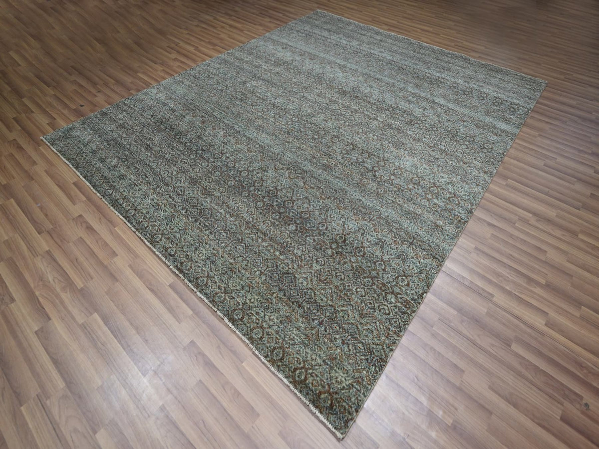 Modern / Contemporary hand-knotted wool rug in Gray, 8' x 9'10" — SKU O076859 (view 3)