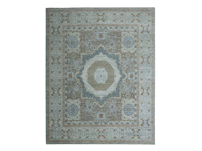 Green 8'1" x 10'1" Mamluk Hand knotted Wool Rug - Sku: O076860