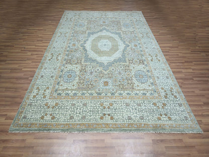 Green 8'1" x 10'1" Mamluk Hand knotted Wool Rug - Sku: O076860