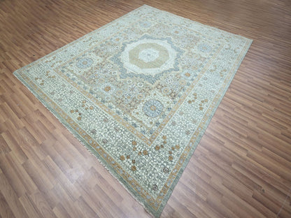 Green 8'1" x 10'1" Mamluk Hand knotted Wool Rug - Sku: O076860