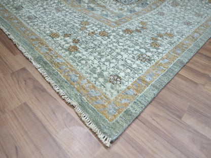 Green 8'1" x 10'1" Mamluk Hand knotted Wool Rug - Sku: O076860