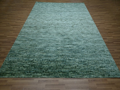 Green 8'3" x 10'3" Modern and Contemporary Hand knotted Wool Rug - Sku: O076861