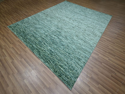 Green 8'3" x 10'3" Modern and Contemporary Hand knotted Wool Rug - Sku: O076861