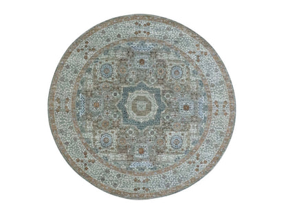 Green 8'1" x 8'2" Mamluk Hand knotted Wool Rug - Sku: O076867