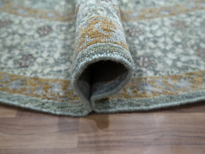 Green 8'1" x 8'2" Mamluk Hand knotted Wool Rug - Sku: O076867