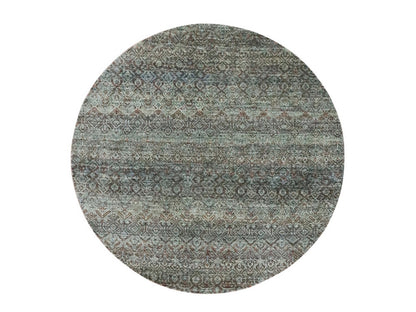 Grey 4'11" x 4'10" Modern and Contemporary Hand knotted Wool Rug - Sku: O076868
