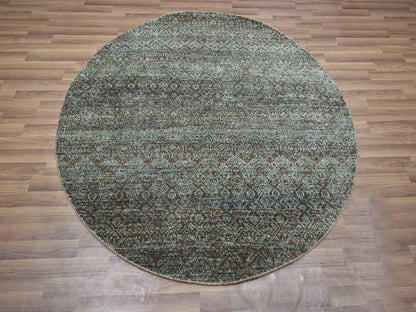 Grey 4'11" x 4'10" Modern and Contemporary Hand knotted Wool Rug - Sku: O076868