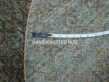 Grey 4'11" x 4'10" Modern and Contemporary Hand knotted Wool Rug - Sku: O076868