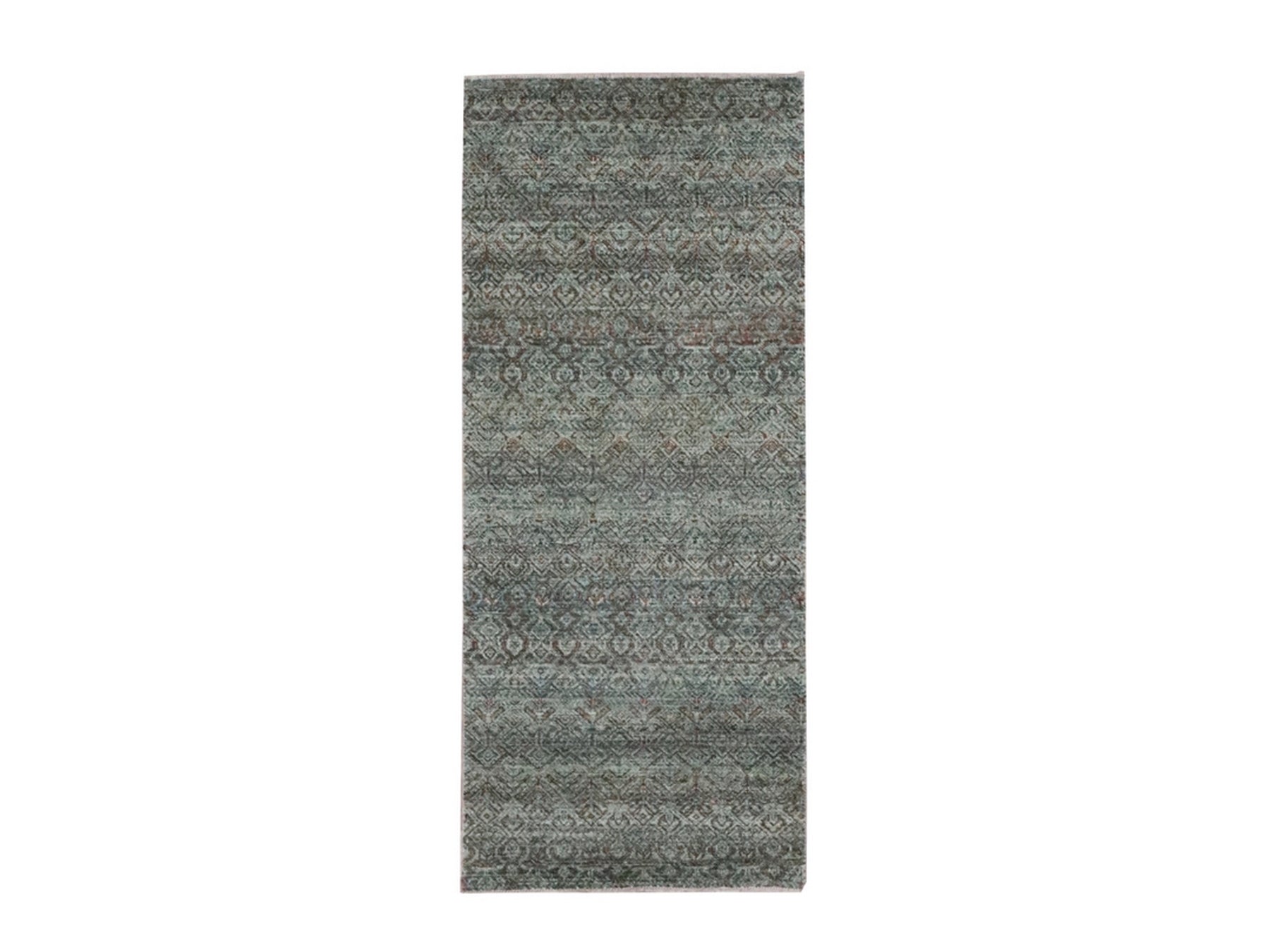 Grey 2'6" x 6'0" Modern and Contemporary Hand knotted Wool Rug - Sku: O076872