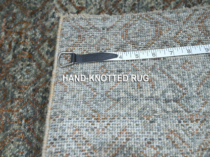 Modern / Contemporary hand-knotted wool runner in Gray, 2'7" x 6' — SKU O076873 (view 7)
