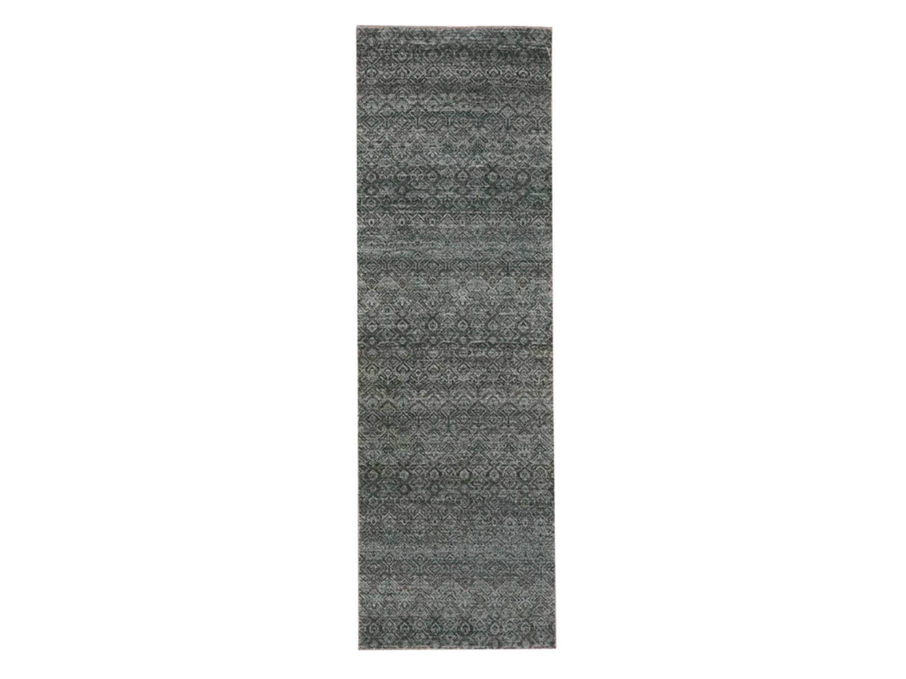 Grey 2'6" x 8'0" Modern and Contemporary Hand knotted Wool Rug - Sku: O076874