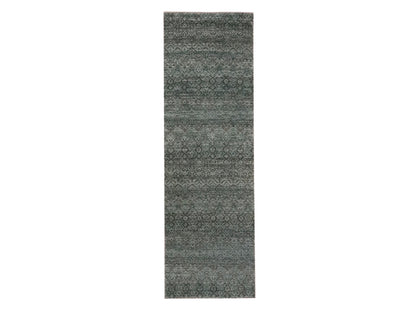 Grey 2'6" x 8'0" Modern and Contemporary Hand knotted Wool Rug - Sku: O076874