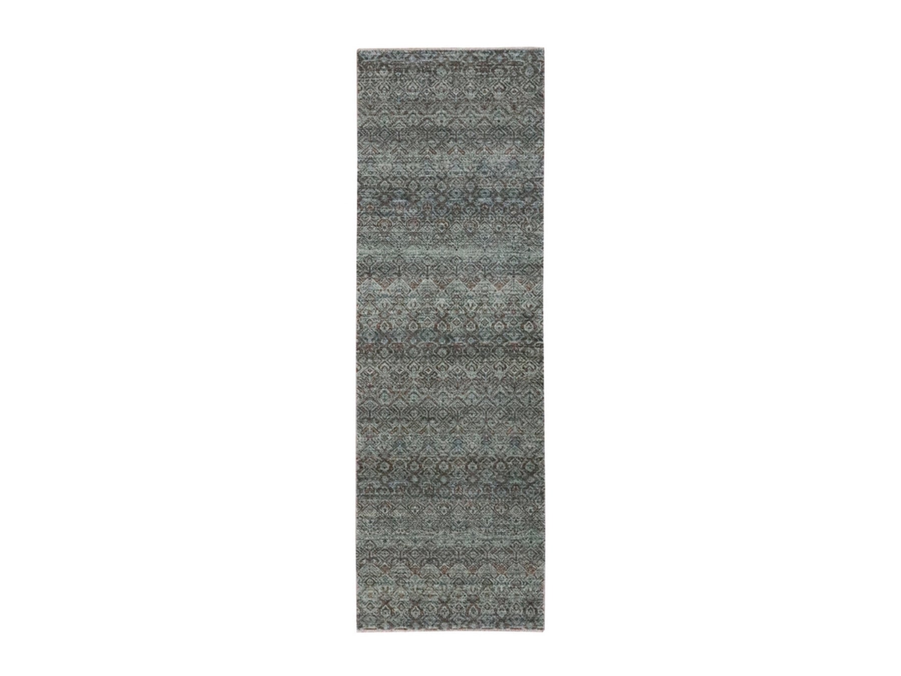 Modern / Contemporary hand-knotted wool runner in Gray, 2'6" x 8' — SKU O076875