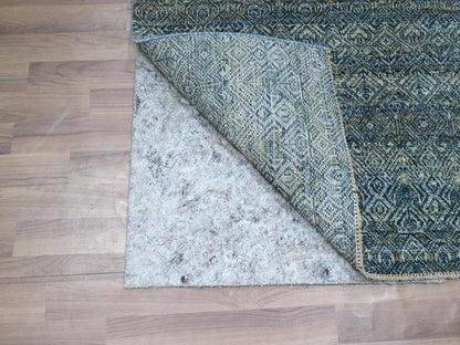 Blue 2'6" x 6'1" Modern and Contemporary Hand knotted Wool Rug - Sku: O076876