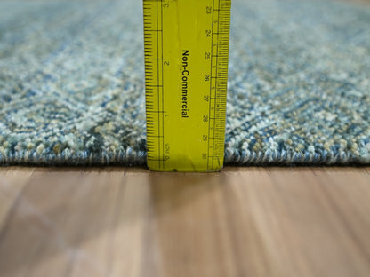 Blue 2'6" x 6'1" Modern and Contemporary Hand knotted Wool Rug - Sku: O076876