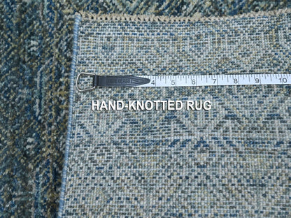 Blue 2'6" x 6'1" Modern and Contemporary Hand knotted Wool Rug - Sku: O076876