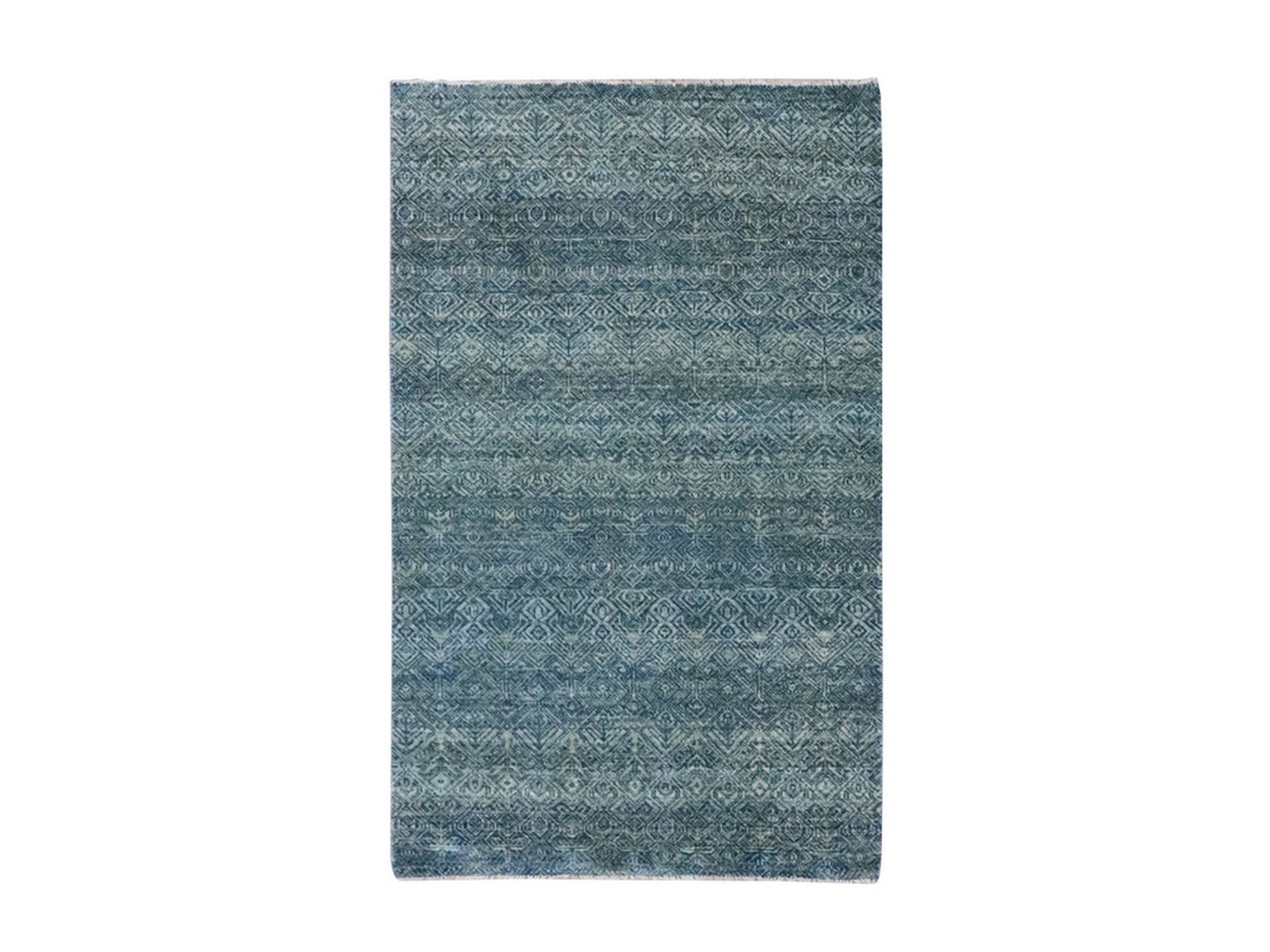 Blue 3'1" x 5'0" Modern and Contemporary Hand knotted Wool Rug - Sku: O076878
