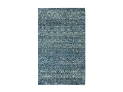 Blue 3'1" x 5'0" Modern and Contemporary Hand knotted Wool Rug - Sku: O076878