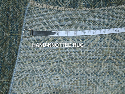 Blue 3'1" x 5'0" Modern and Contemporary Hand knotted Wool Rug - Sku: O076878
