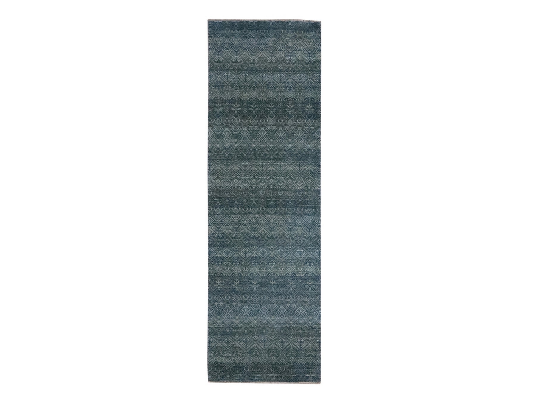 Blue 2'6" x 8'1" Modern and Contemporary Hand knotted Wool Rug - Sku: O076881