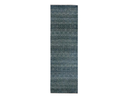 Blue 2'6" x 8'1" Modern and Contemporary Hand knotted Wool Rug - Sku: O076881