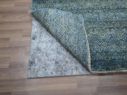 Blue 2'6" x 8'1" Modern and Contemporary Hand knotted Wool Rug - Sku: O076881