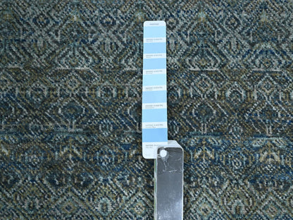 Blue 2'6" x 8'1" Modern and Contemporary Hand knotted Wool Rug - Sku: O076881