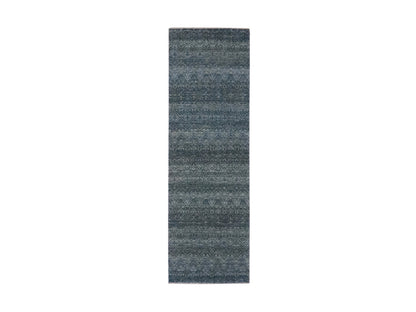Blue 2'6" x 8'1" Modern and Contemporary Hand knotted Wool Rug - Sku: O076882