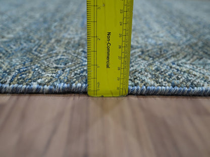 Blue 2'6" x 8'1" Modern and Contemporary Hand knotted Wool Rug - Sku: O076882