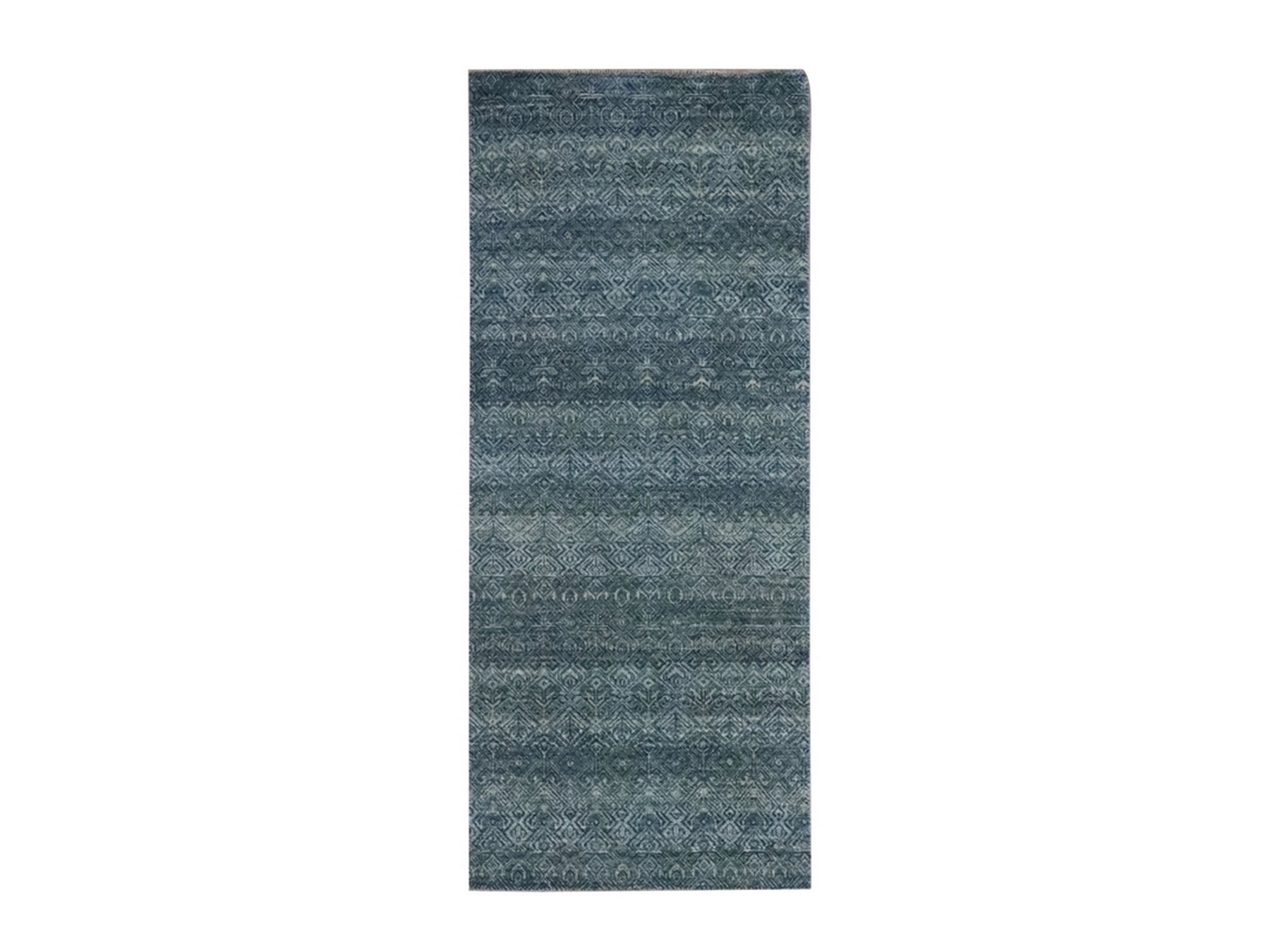 Blue 2'6" x 6'1" Modern and Contemporary Hand knotted Wool Rug - Sku: O076883