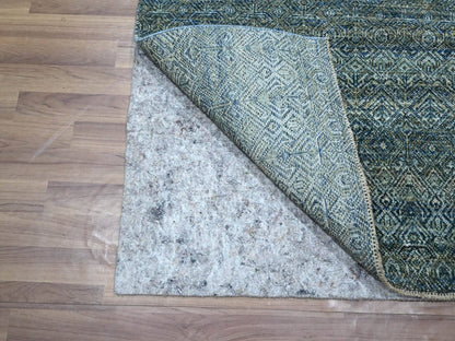 Blue 2'6" x 6'1" Modern and Contemporary Hand knotted Wool Rug - Sku: O076883