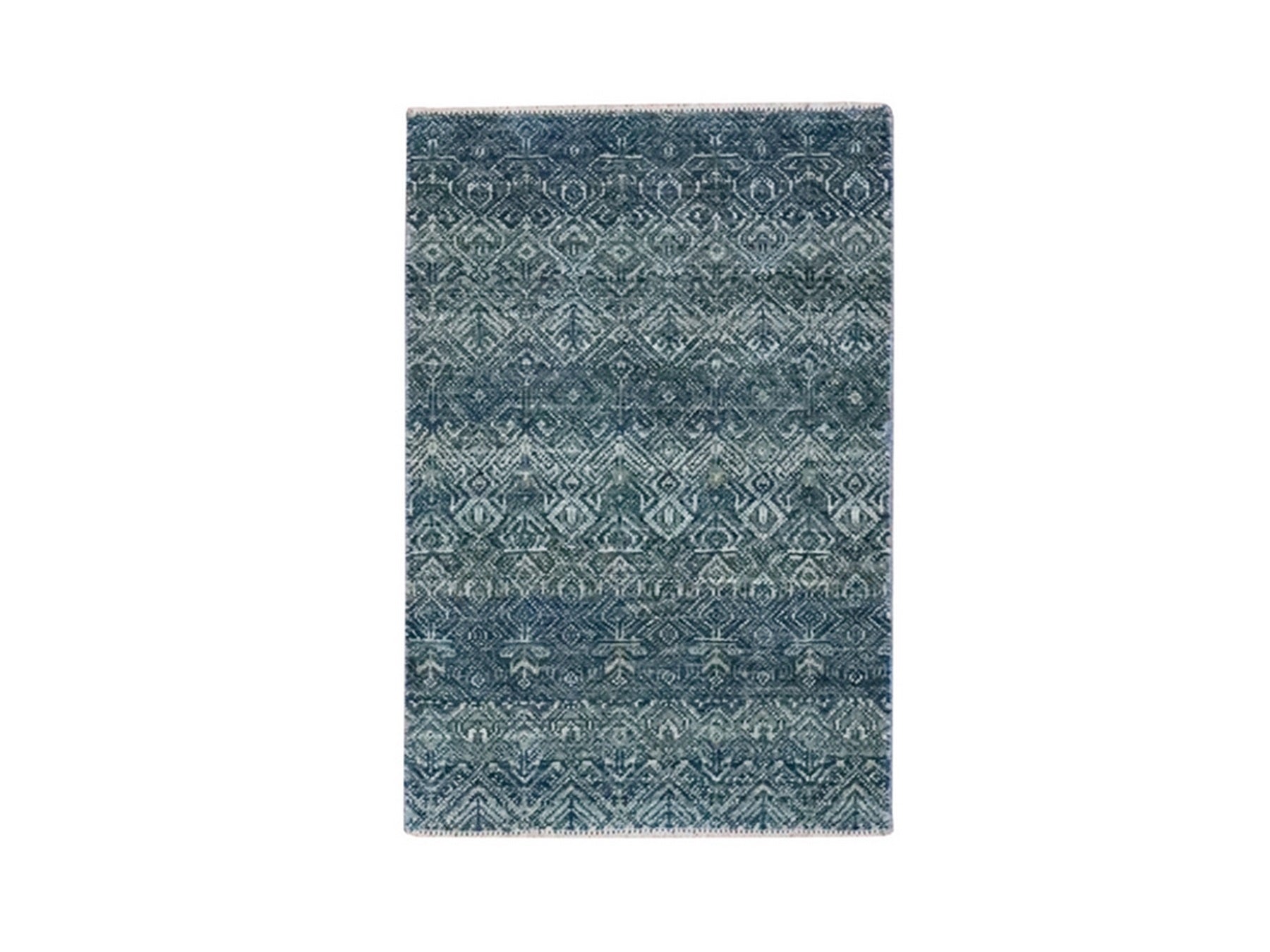 Blue 2'0" x 3'0" Modern and Contemporary Hand knotted Wool Rug - Sku: O076885
