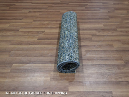 Blue 2'0" x 3'0" Modern and Contemporary Hand knotted Wool Rug - Sku: O076885