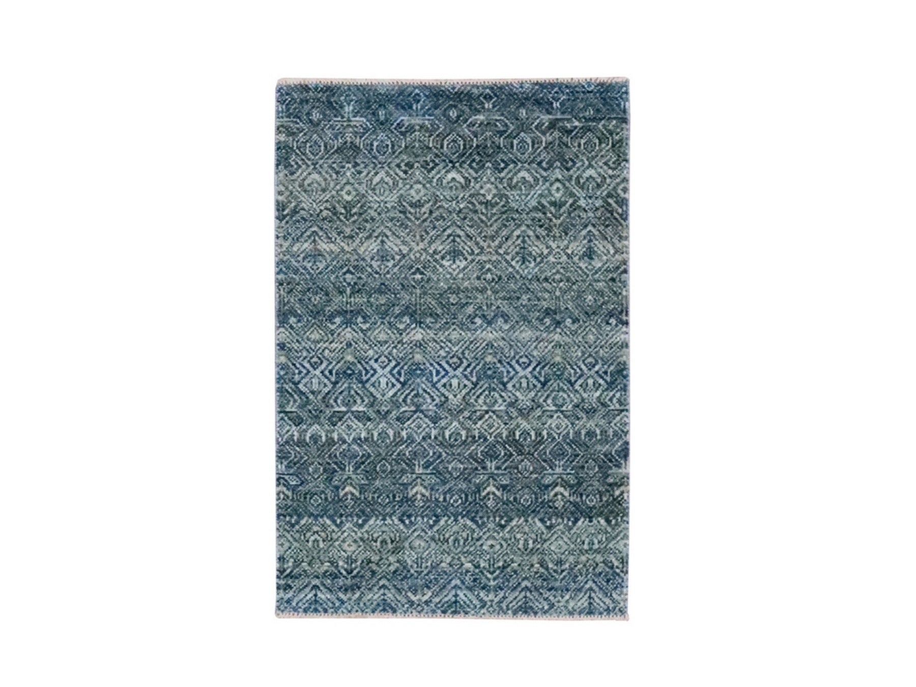 Blue 2'0" x 3'0" Modern and Contemporary Hand knotted Wool Rug - Sku: O076886