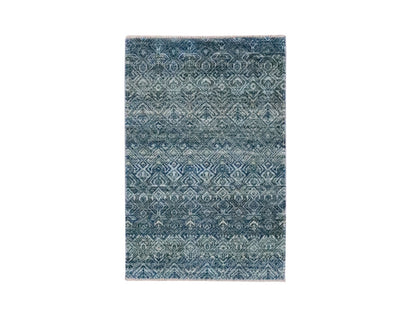 Blue 2'0" x 3'0" Modern and Contemporary Hand knotted Wool Rug - Sku: O076886