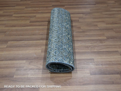 Blue 2'0" x 3'0" Modern and Contemporary Hand knotted Wool Rug - Sku: O076886