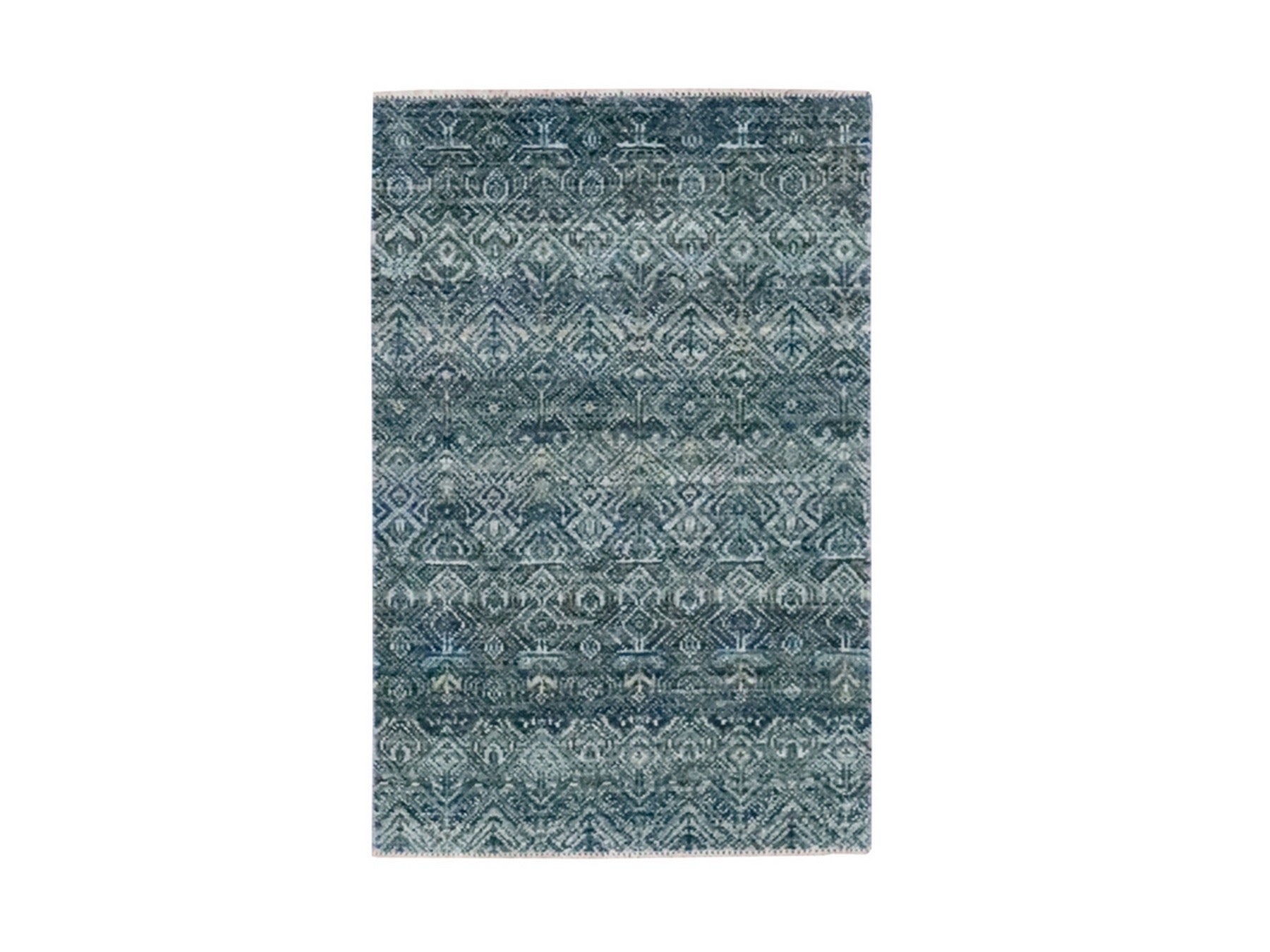 Blue 2'0" x 3'0" Modern and Contemporary Hand knotted Wool Rug - Sku: O076887