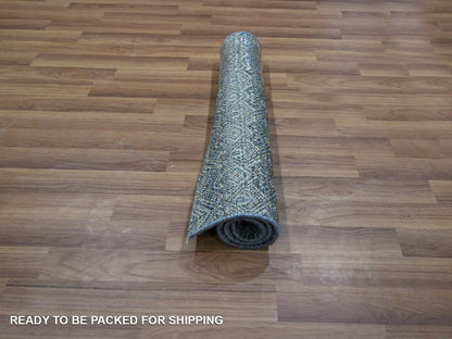 Blue 2'0" x 3'0" Modern and Contemporary Hand knotted Wool Rug - Sku: O076887