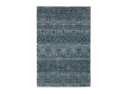 Blue 2'0" x 3'0" Modern and Contemporary Hand knotted Wool Rug - Sku: O076888