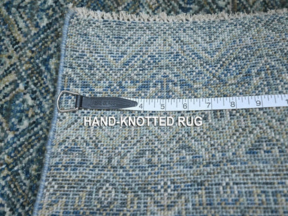 Blue 2'0" x 3'0" Modern and Contemporary Hand knotted Wool Rug - Sku: O076888