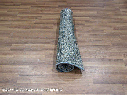 Blue 2'0" x 3'0" Modern and Contemporary Hand knotted Wool Rug - Sku: O076888